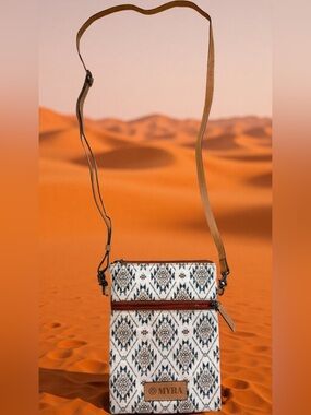 Myra Bag Grand Mesa Memories Leather /Canvas Pouch Crossbody Handbag S-11680 NWT